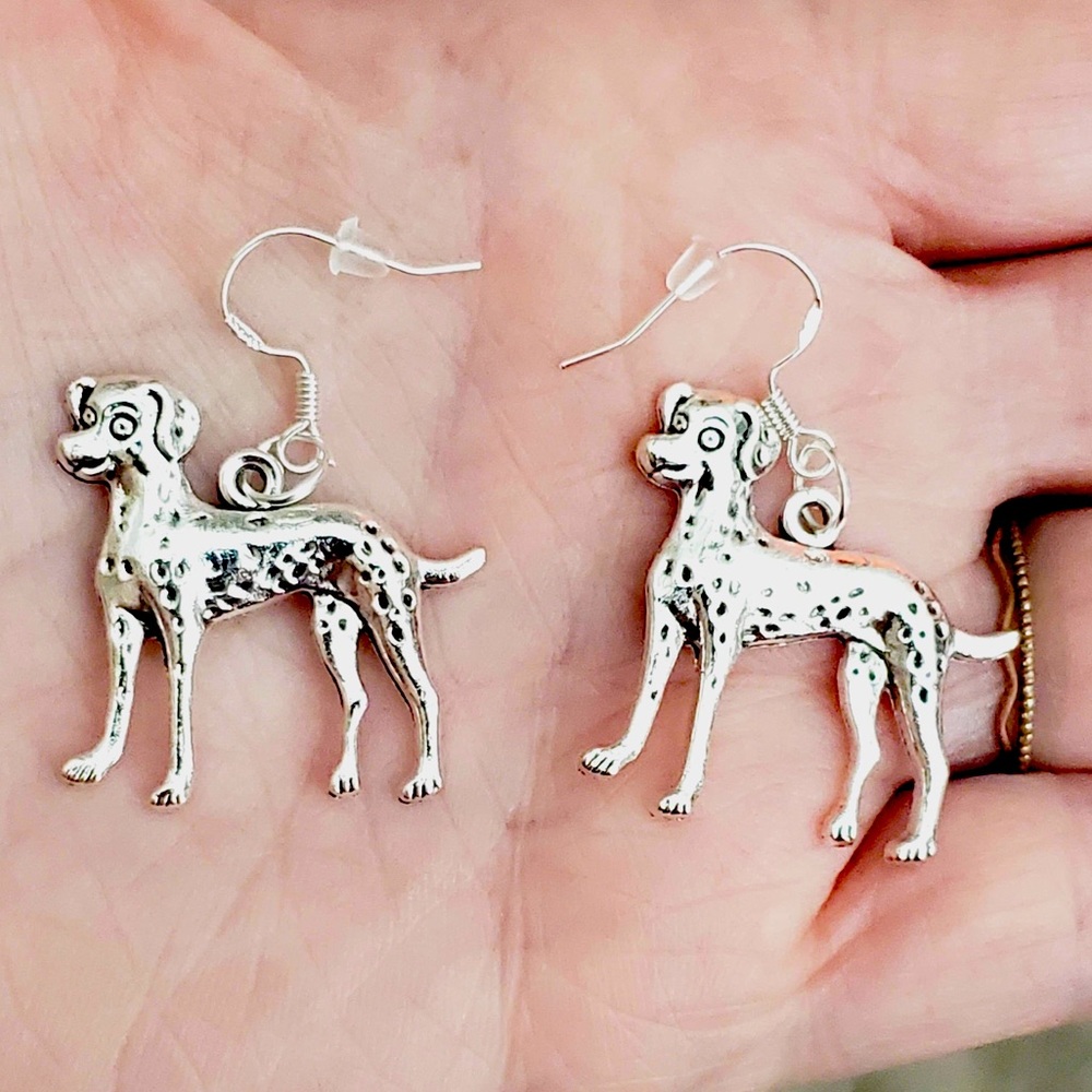 Dalmatian handmade earrings dog animal pet silver 925 stamped hooks